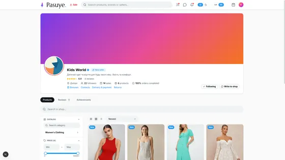 Every seller gets a shop of their own, with its own rating and followers.